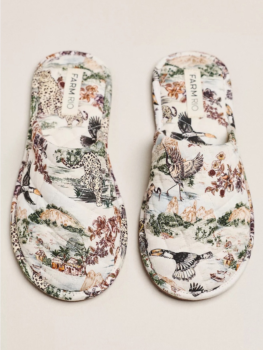 Farm Rio Women's Printed Slide Slippers - White